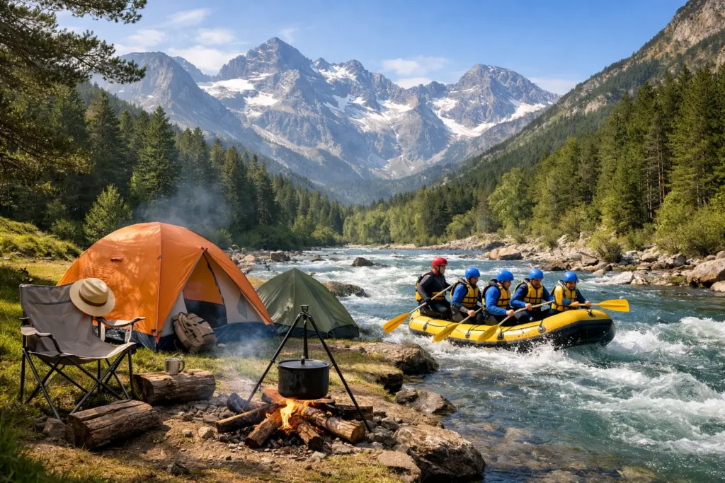 Camping con rafting en Pirineos: plan perfecto