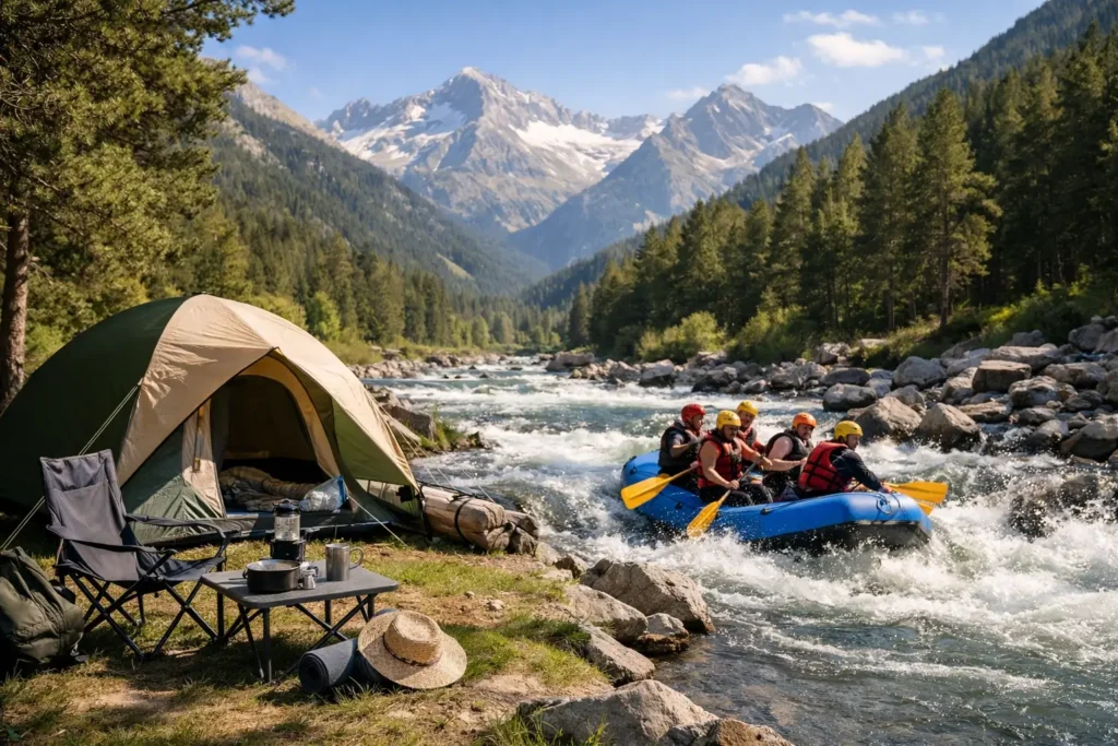 Camping cerca de rafting en los Pirineos
